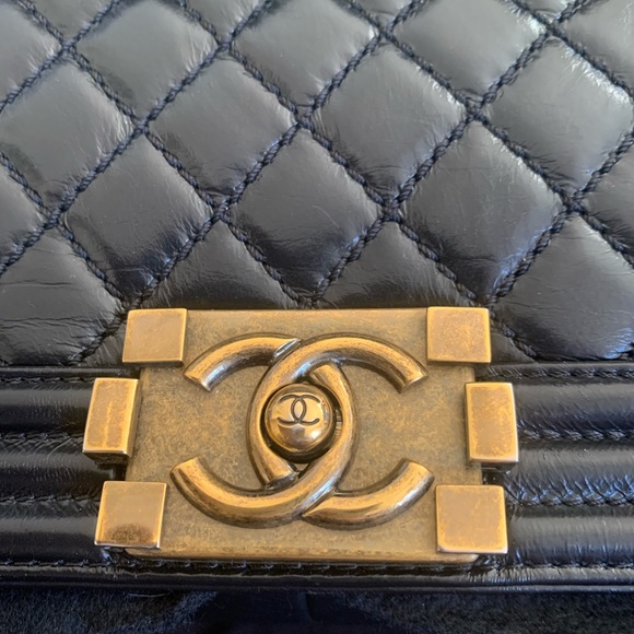 Chanel boy flap bag large gold chain - Picture 4 of 15